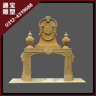 精品石雕壁炉 石材雕刻壁炉架 汉白玉大理石埃及米黄金碧壁炉